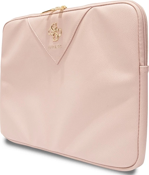 Mbështjellës laptopi Guess ZIP Leather Triangle, 14 inç, Rozë