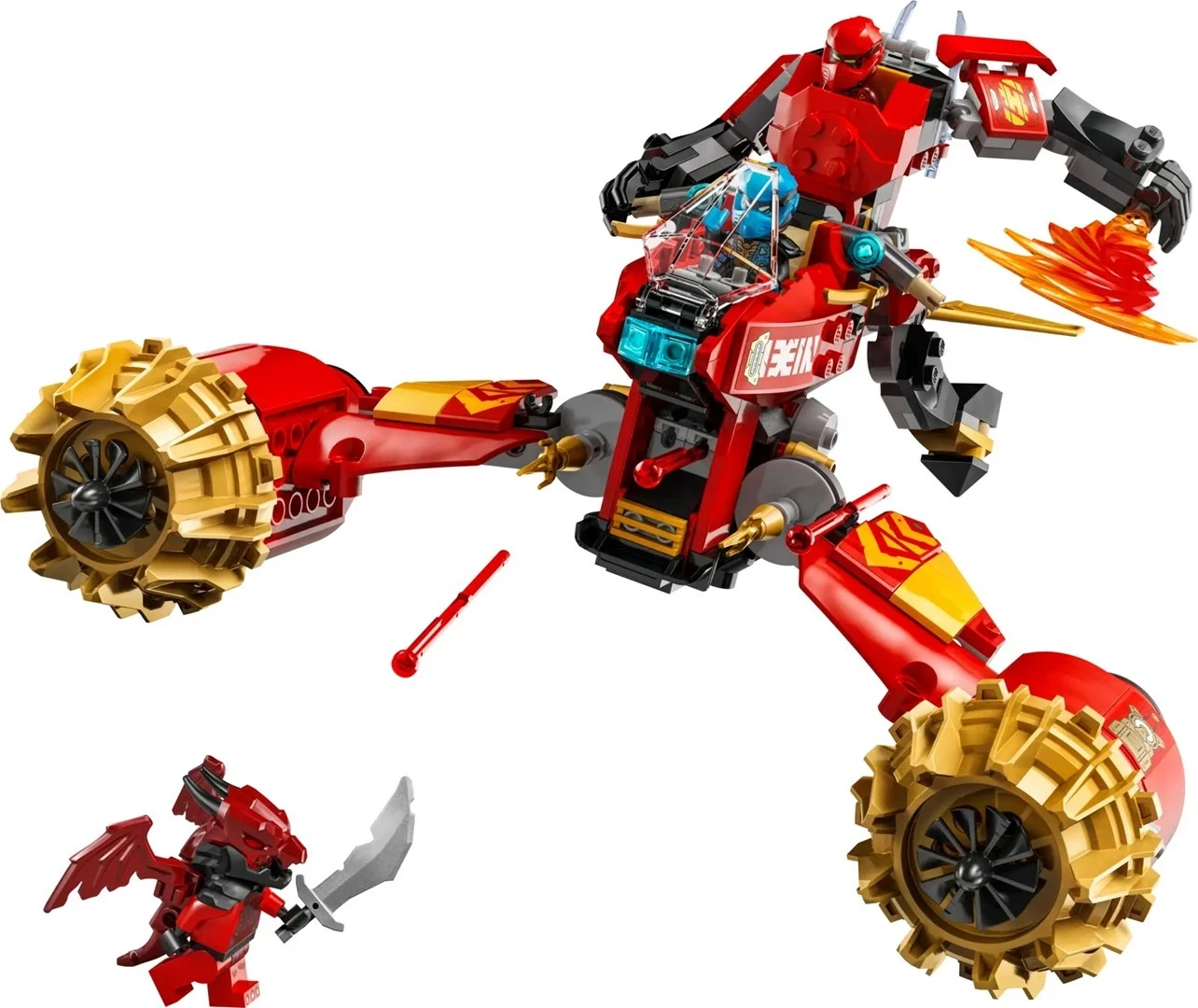 Set LEGO NINJAGO 71830 Kai's Mech Storm Rider, 3 minifigura