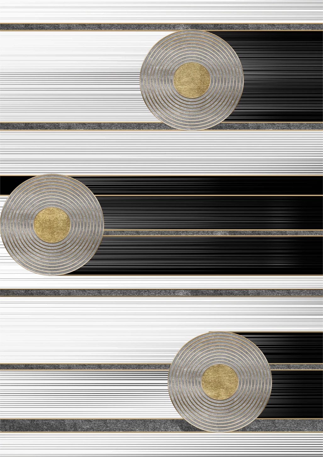 Tepih për dhomë ndeje JOSIANE me thekë bardhë-zi-ari 120x170cm.FH7677.24