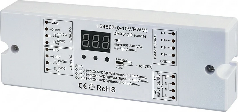 Kontroller/Dimer LED Synergy21 EOS 07 DALI DT8, 4 kanale, 0-10V/PWM, i bardhë
