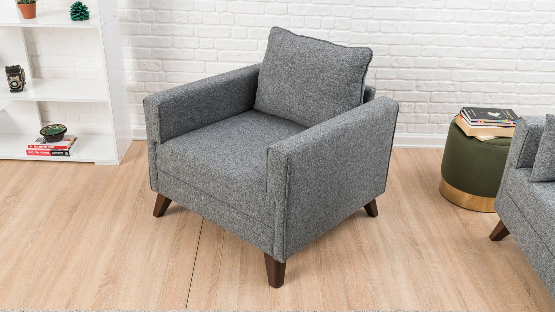 Fotel njëvendëshe Atelier del Sofa, Bella, ngjyrë gri