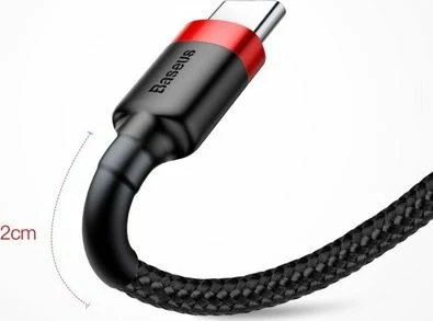 Kabllo USB-A në USB-C Baseus Cafule CATKLF-U91 3 m USB 2.0 e thurur, zi-kuqe