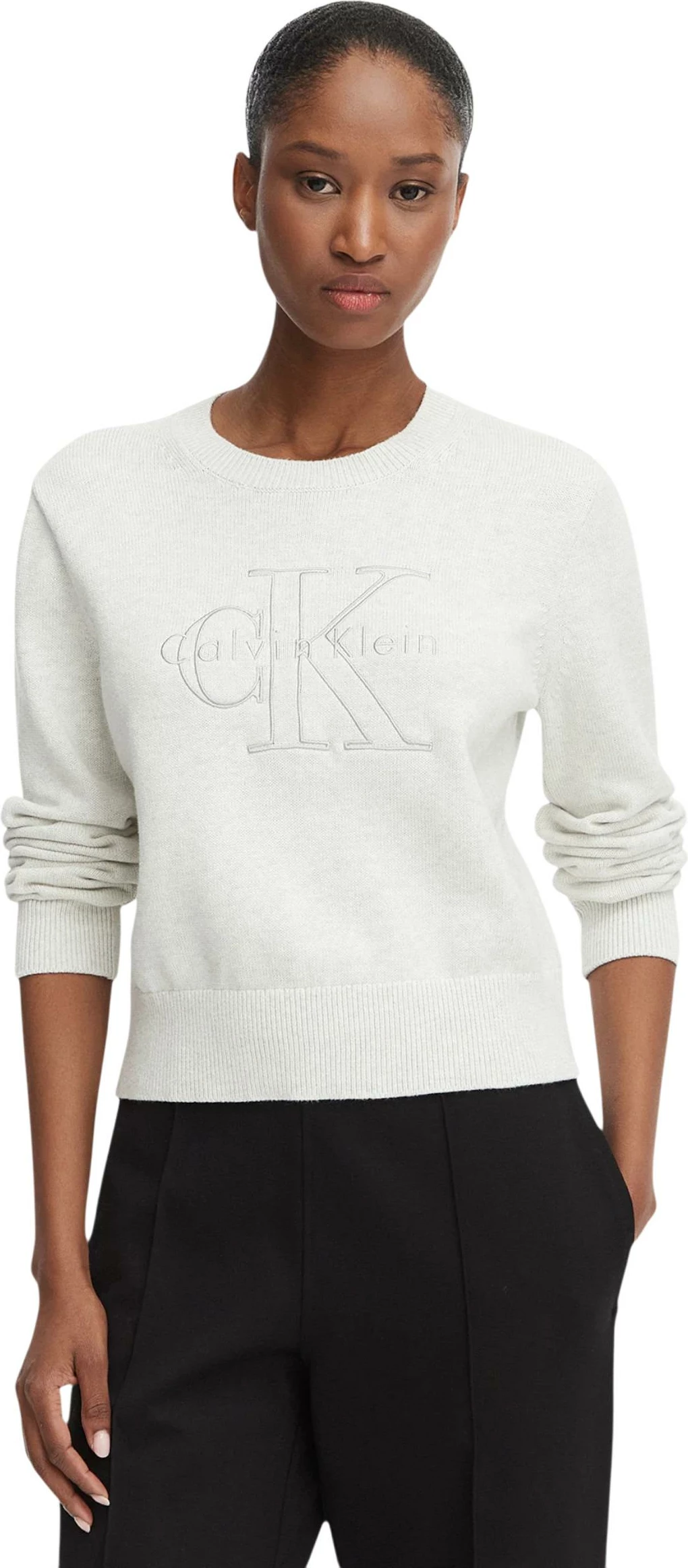 Xhemper për femra Calvin Klein Jeans LV047G322G, gri e çelët