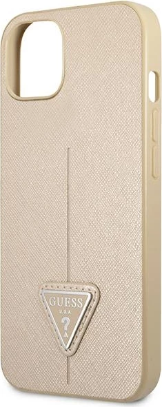 Mbështjellës Guess GUHCP14MPSATLE për iPhone 14 Plus 6.7", SaffianoTriangle Logo, Bezhe