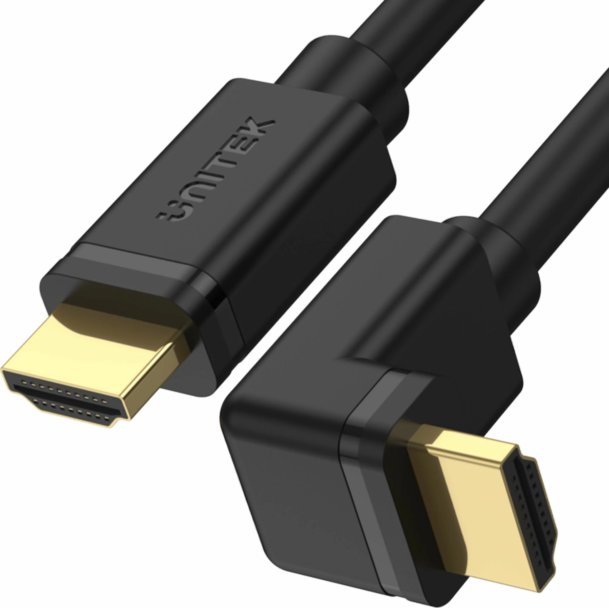 Kabllo HDMI Unitek Y-C1001, 2m, HDMI 2.0, konektor këndor 90°, e zezë