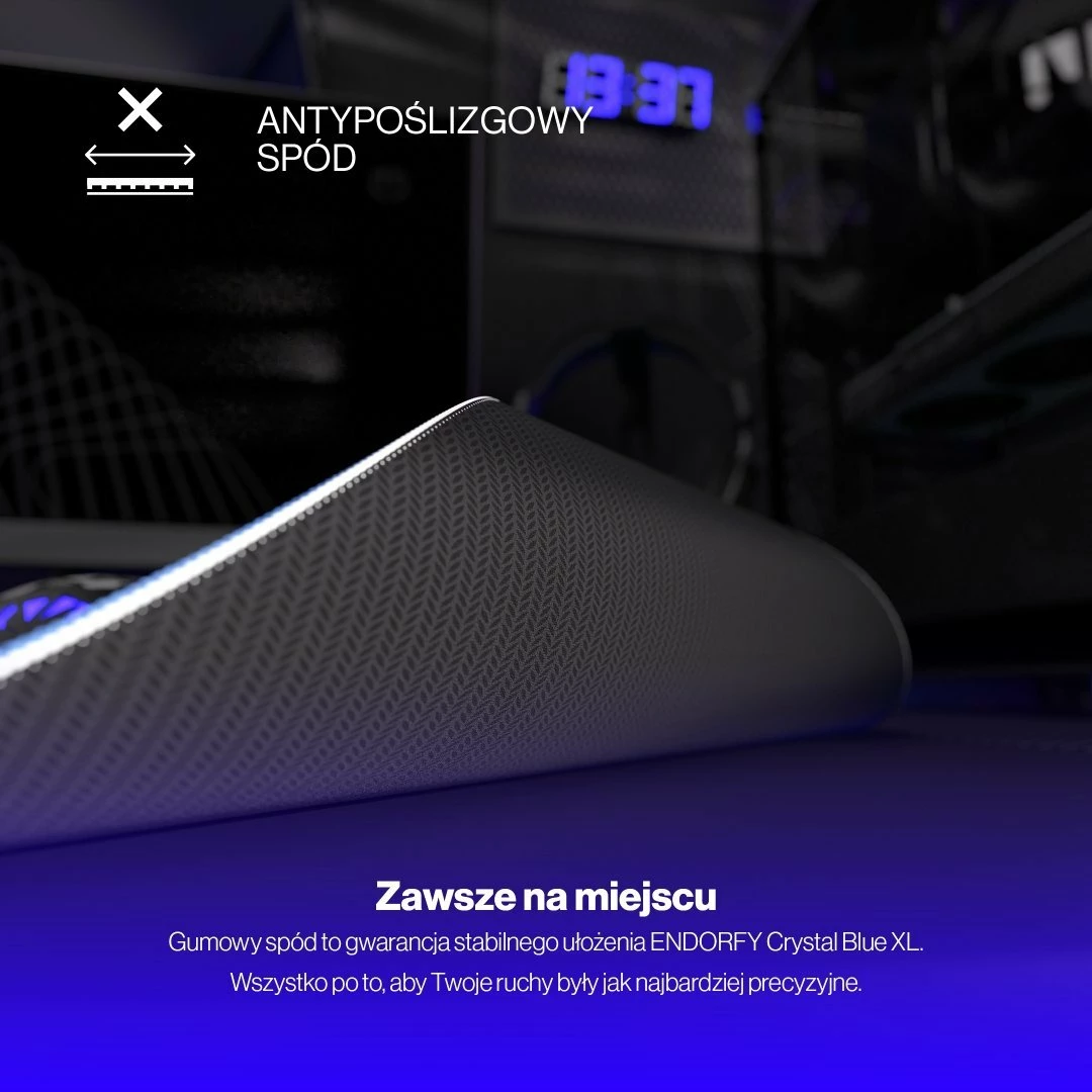 Mauspad Endorfy Crystal Blue XL EY6B014 900×400mm, 3mm, antirrëshqitës, rezistent ndaj lagështisë, blu