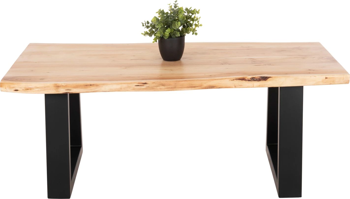 Tavolinë kafeje MONTANA FH8166.21, trashësi sipërfaqe 4cm, dru akacie, ngjyrë natyrale e lehtë, 115x63x40Hcm