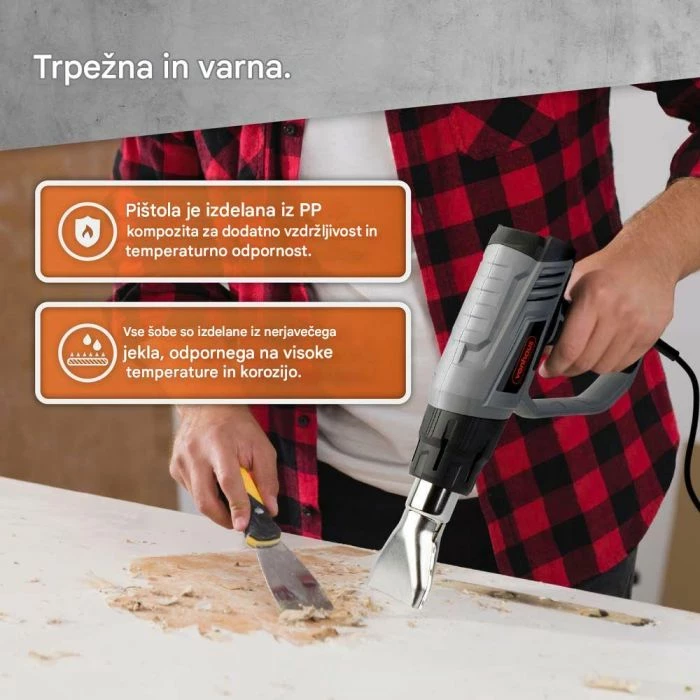 Pistoletë termike VonHaus 3515181 2000W 350–600°C, gri/zezë, set me 4 gryka