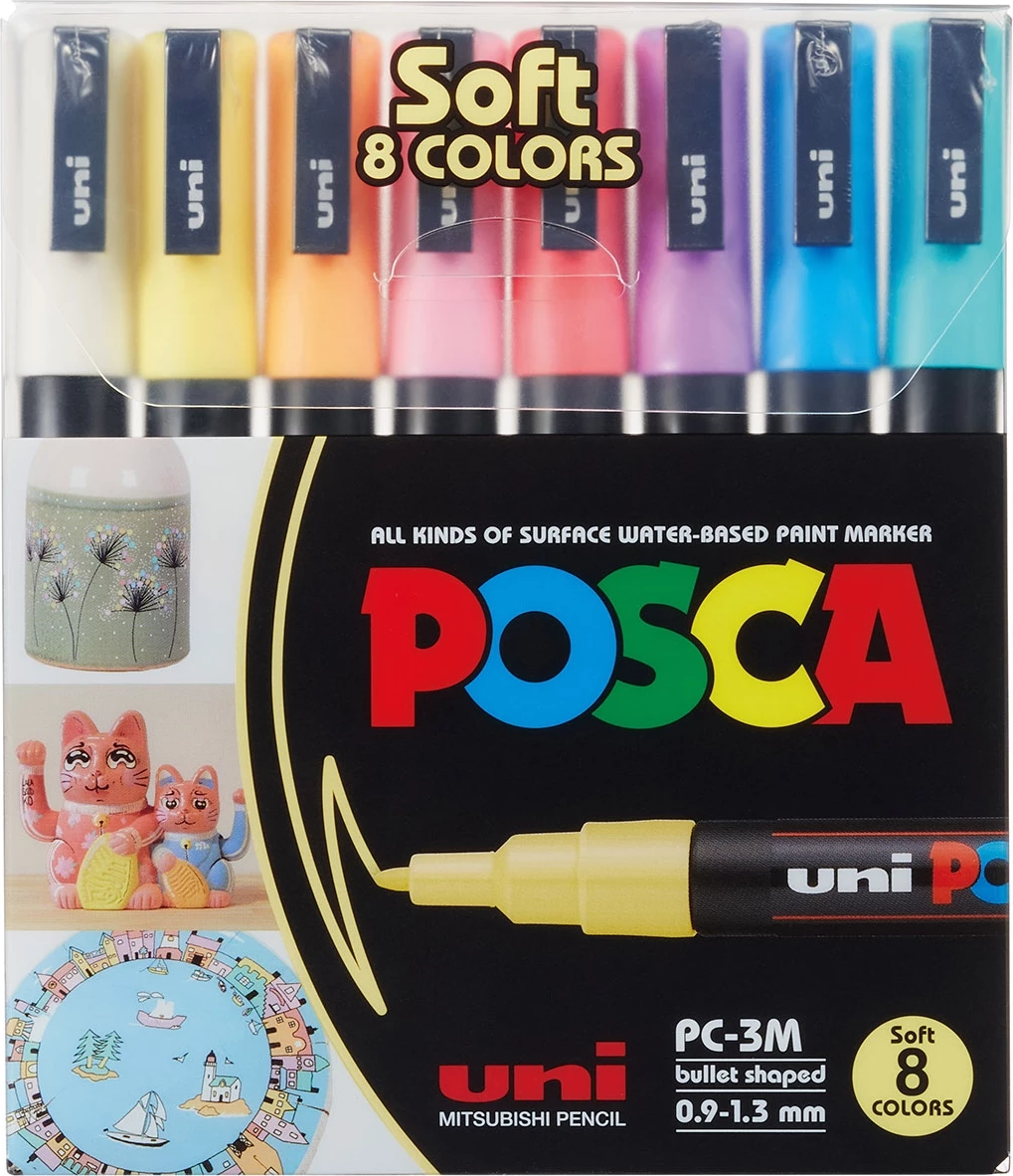 Set Uni-marker POSCA pc-3m Pastel Colors 8/1