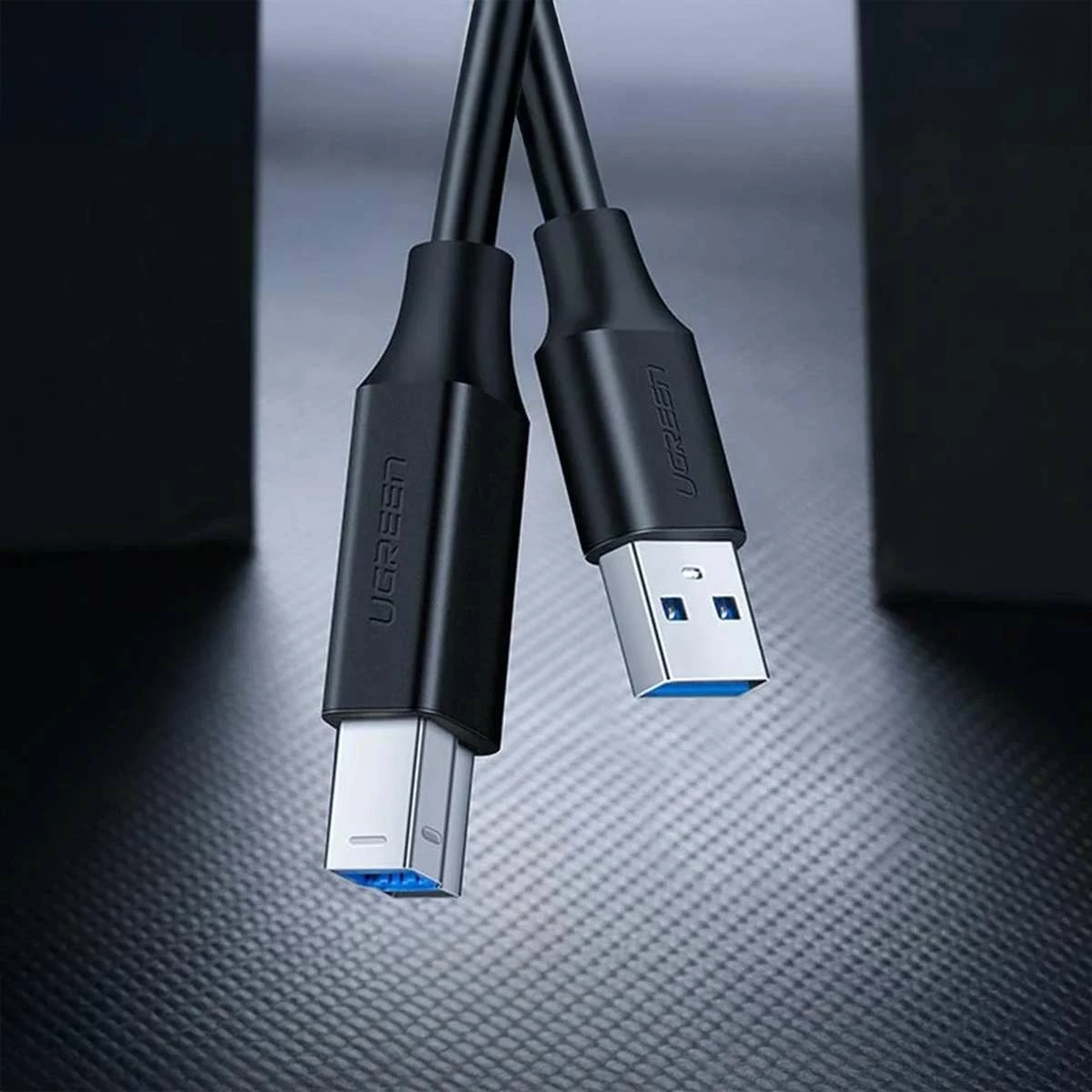 Kabllo printeri Ugreen US210 10372, USB-A në USB-B, 2m, e zezë