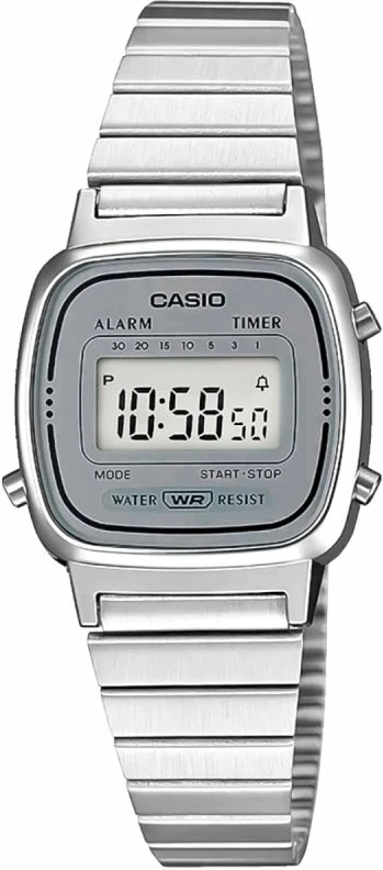 Orë dore digjitale femra CASIO LA670WEA-7EF, argjendtë, me kuti