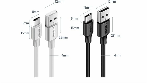 Kabllo Ugreen US287 60116 USB-A në USB-C, 1m, e zezë
