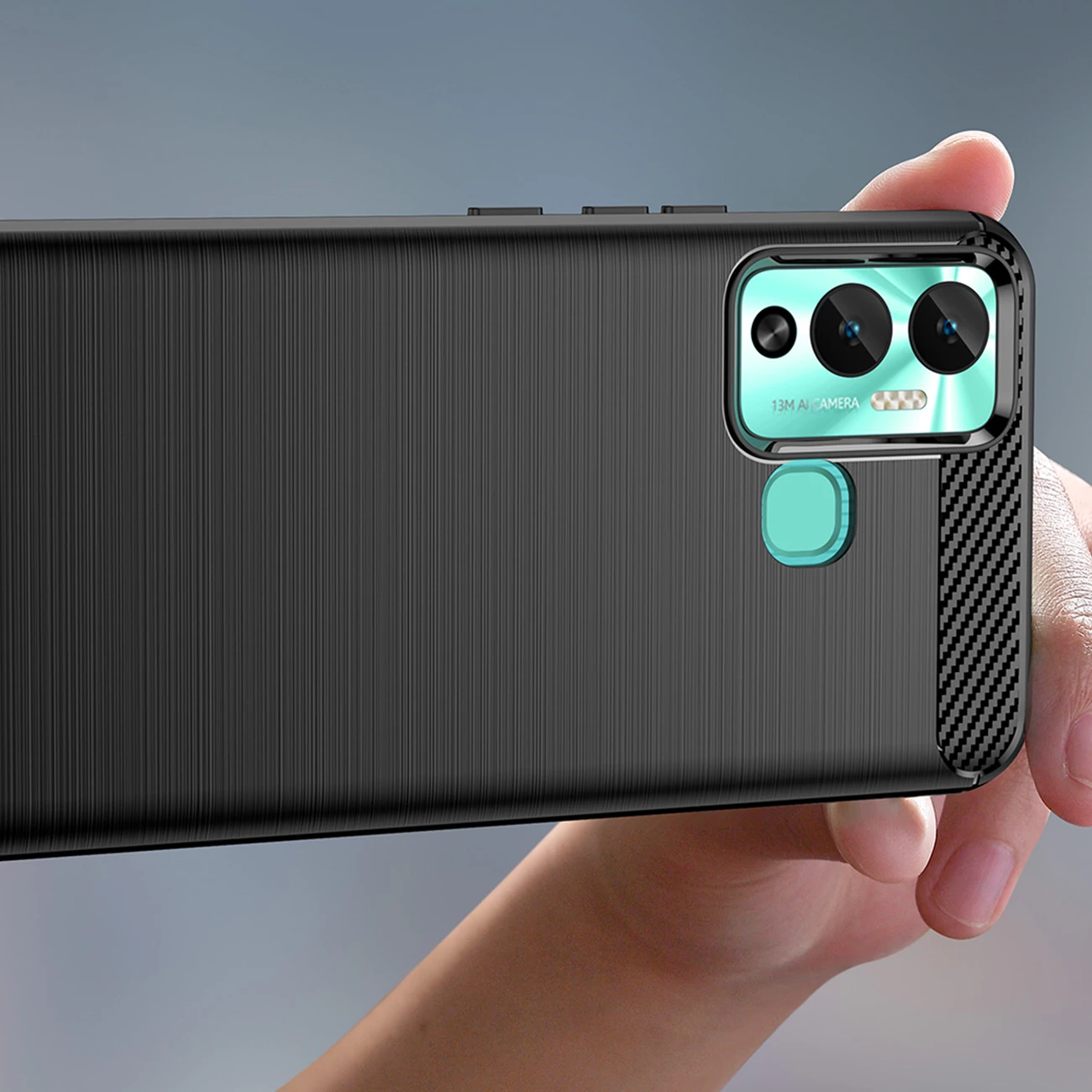 Mbështjellës Hurtel Carbon Case për Infinix Hot 12 Play / Hot 12 Play NFC, TPU, i zi