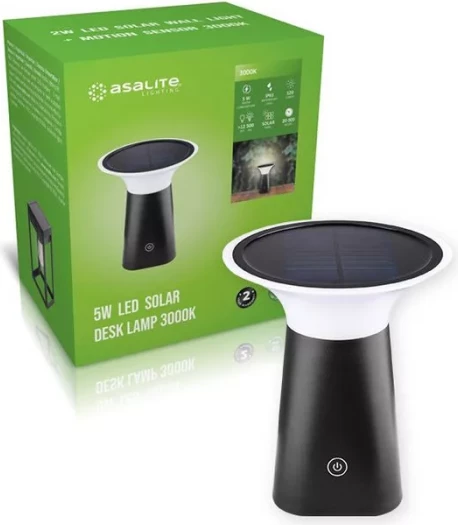 llampë tavoline LED solare ASALITE ASAL0304 5W 3000K 120 lm IP65 e zezë