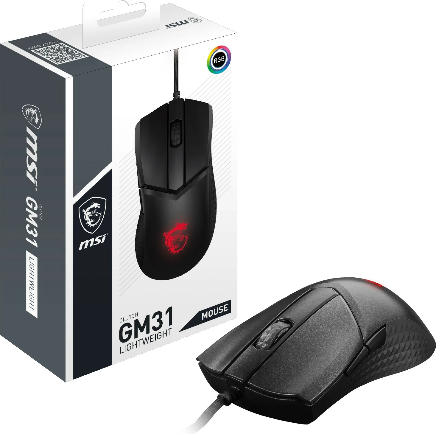 Maus MSI CLUTCH GM31 LIGHTWEIGHT, Optical, USB Type-A, 12000 DPI, 1 ms, Black