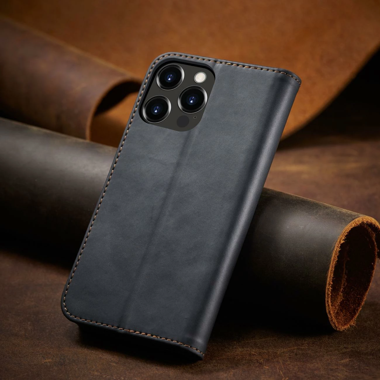 Mbështjellës Hurtel Magnet Fancy Case për iPhone 14 Pro Max, me kapak, portofol dhe qëndrim, e zezë