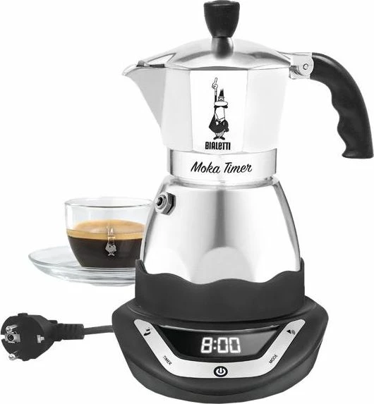 Aparat kafeje elektrike Bialetti Moka Timer 6 filxhanë 365 W, argjendtë