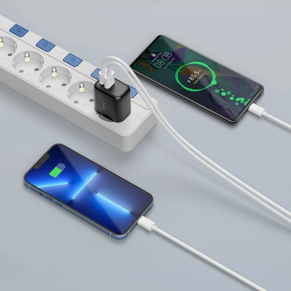Karikues murit Tech-Protect C20W, 20W, 2 porta USB-C & USB-A, i zi