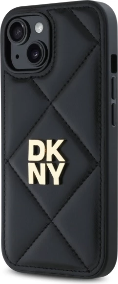 Mbështjellës DKNY Quilted Stack Logo për iPhone 15, i zi