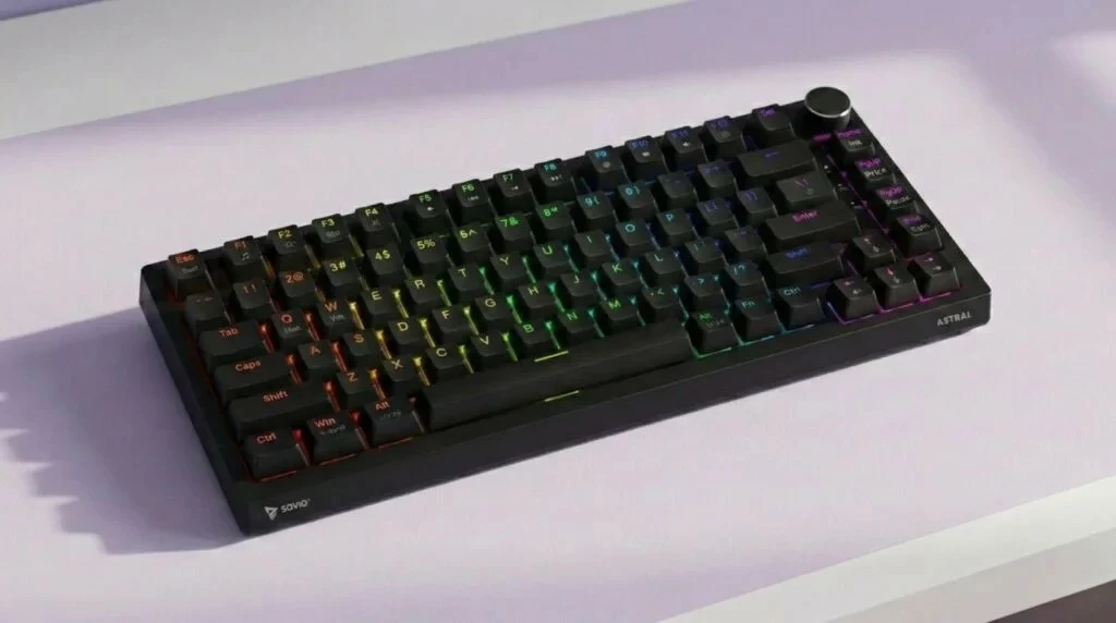 Tastierë gaming Savio Astral, 75%, Outemu White Jade, RGB, wired, e zezë