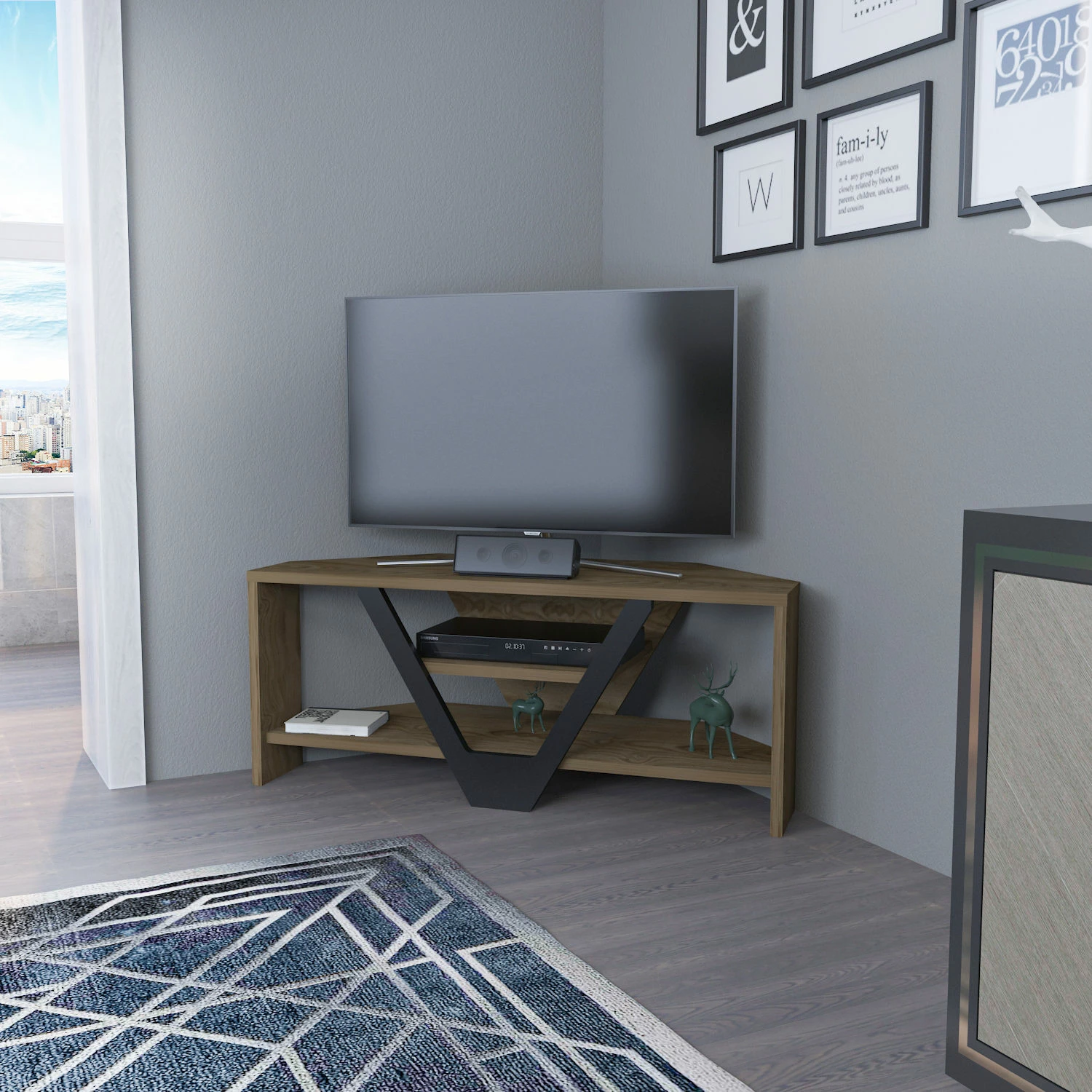 Komodë për TV Hanah Home, Karin, ngjyrë oud, e zezë