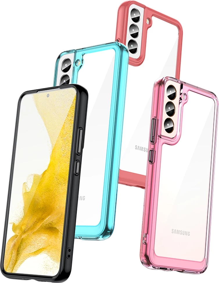 Mbështjellës Hurtel Outer Space Case për Samsung Galaxy S22+, i fortë me kornizë xheli, Kuq