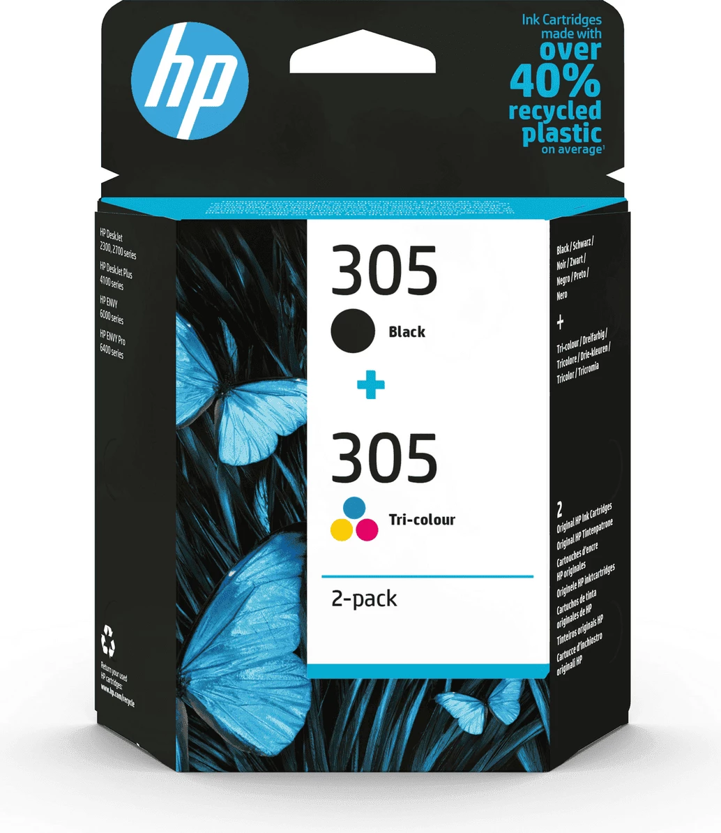 Kartrixh boje, HP, 305 / 6ZD17AE, 4 ml, rendiment deri 120 faqe, multipack 2-pack, e zezë + tri-ngjyrësh