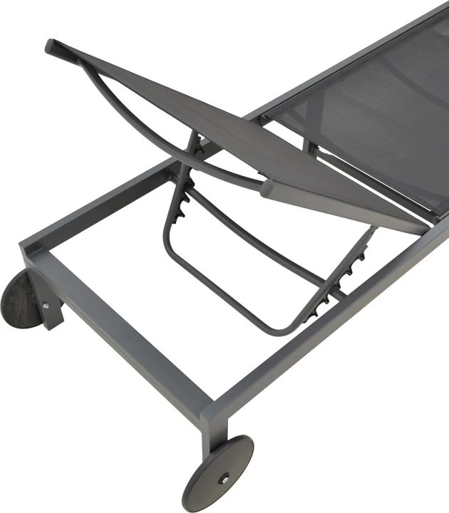 Shezlong Mailo, alumin i zi, tekstilene e zezë, 71x206x30cm