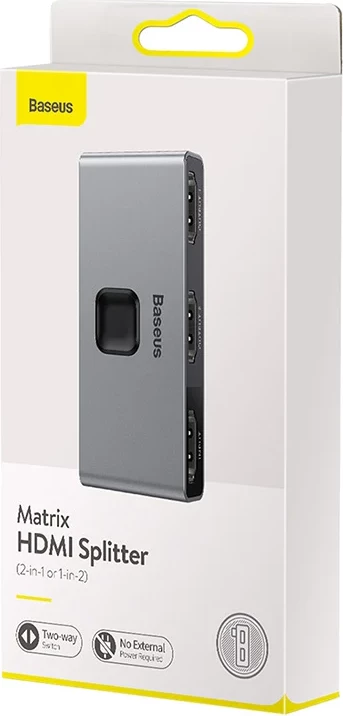 Splitter HDMI Baseus Matrix CAHUB-BC0G, 2x1/1x2, 4K, Gri