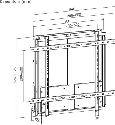 Mbajtëse muri për TV Equip, Up-Down 1 nyje, 60"-100", VESA 800x600, 90 kg, e zezë