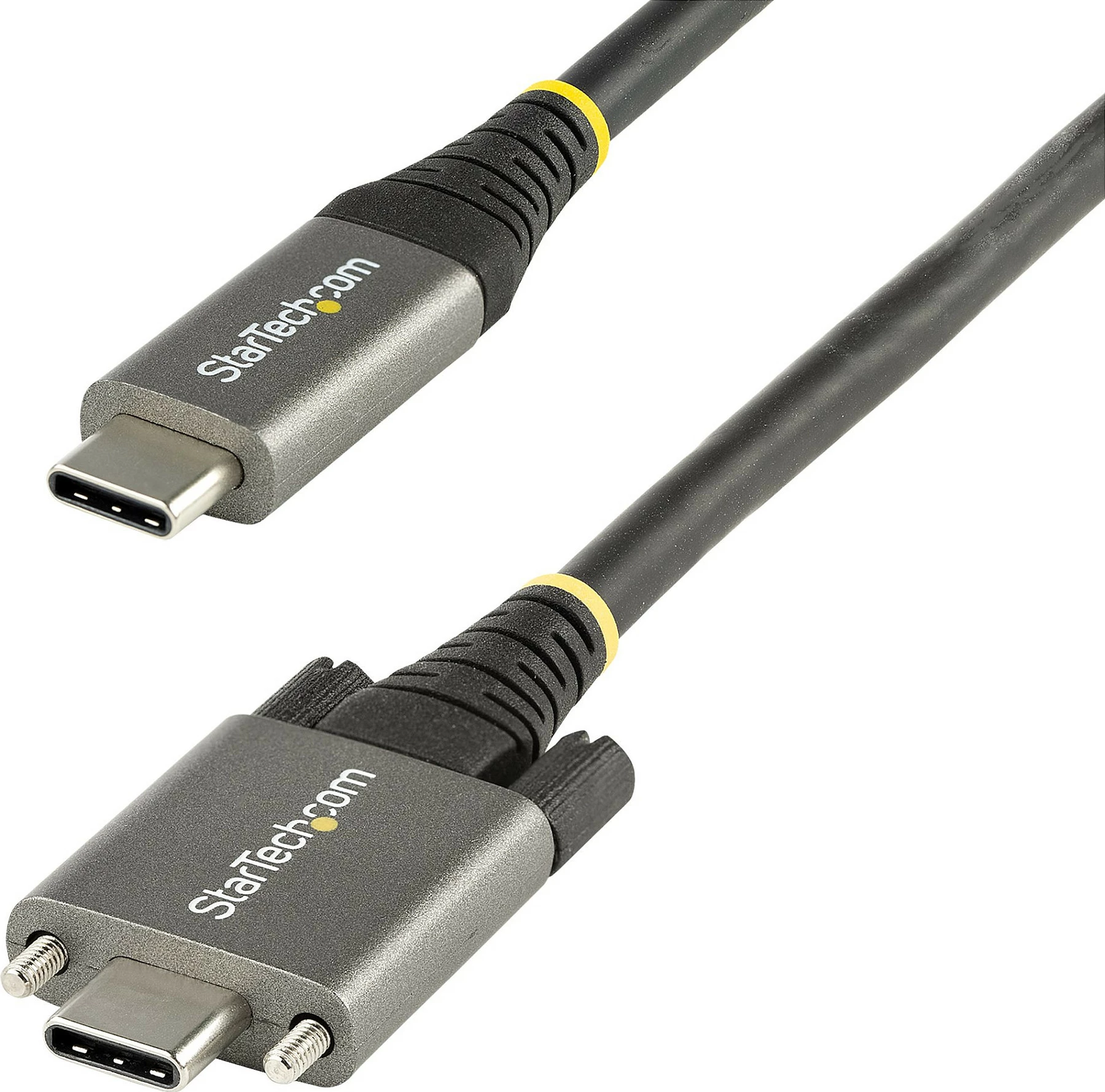 Kabllo USB-C StarTech 1m, USB 3.2 Gen 2 10Gbps, PD 100W (5A), DP Alt Mode, Screw Lock, e zezë/gri