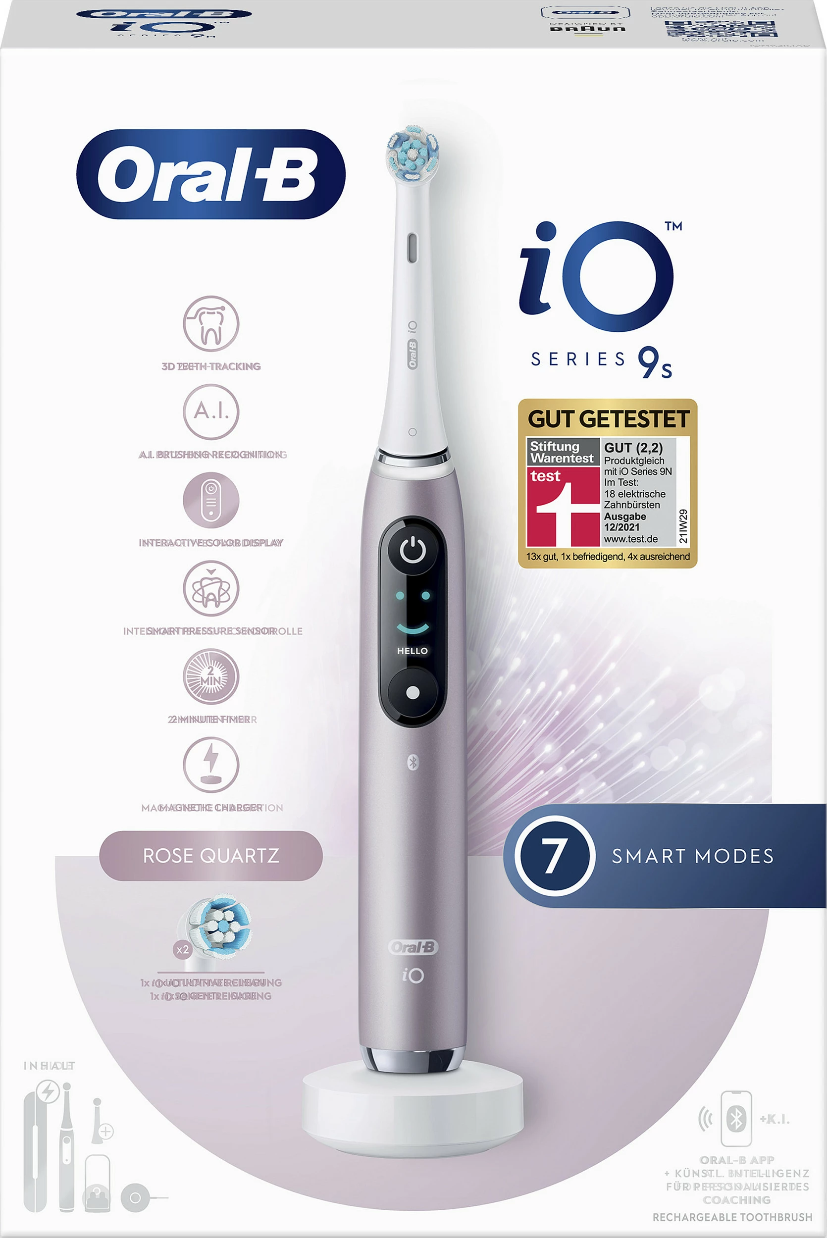 Furçë dhëmbësh elektrike Oral-B iO Series 9n, 6 mënyra, Bluetooth, me kuti udhëtimi, rozë