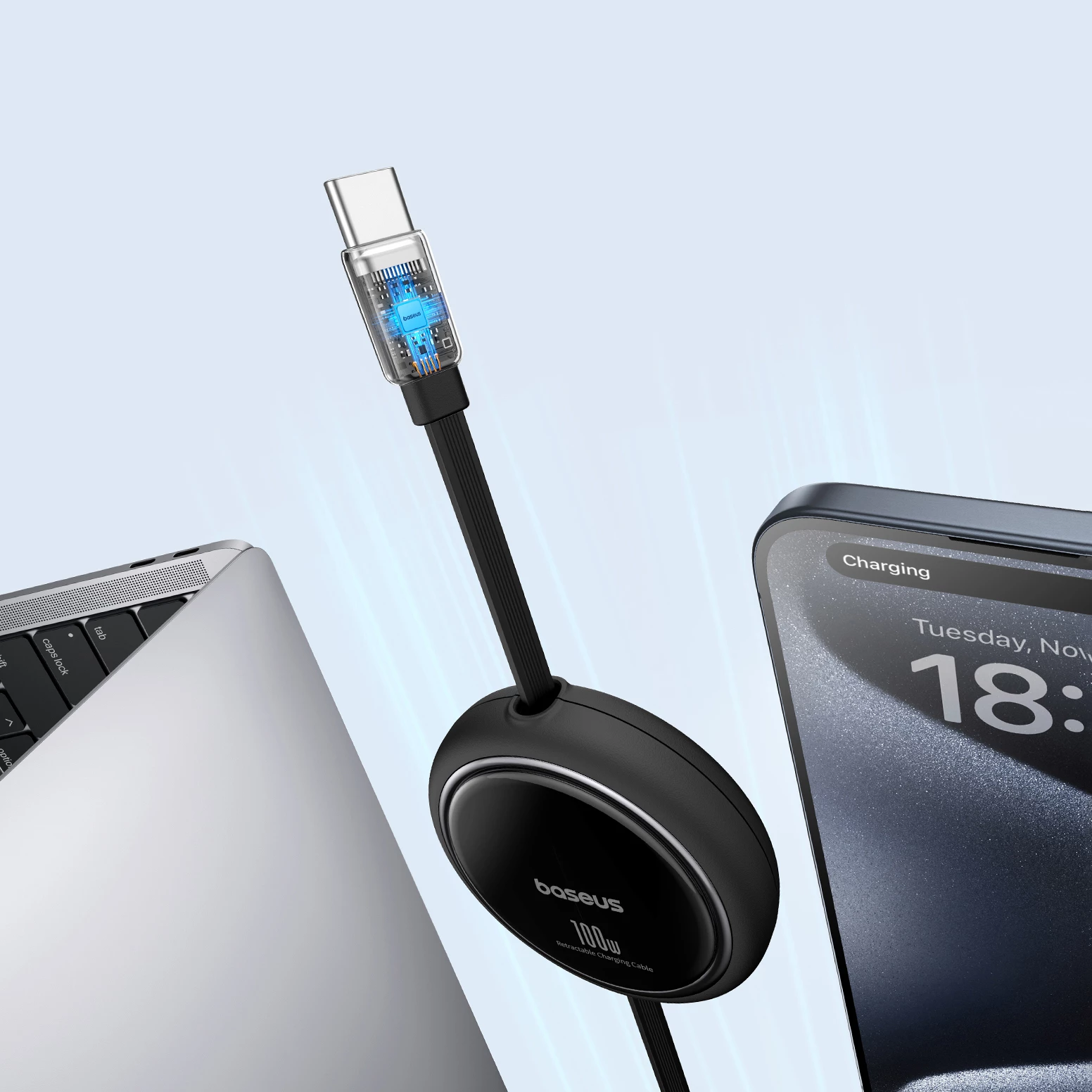 Kabllo USB-C në USB-C Baseus Free2Draw Mini 100W, 1m, e zezë