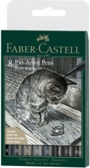 Set lapsa artistikë Faber-Castell 167171, 8 ngjyra, plastikë, i zi/gri