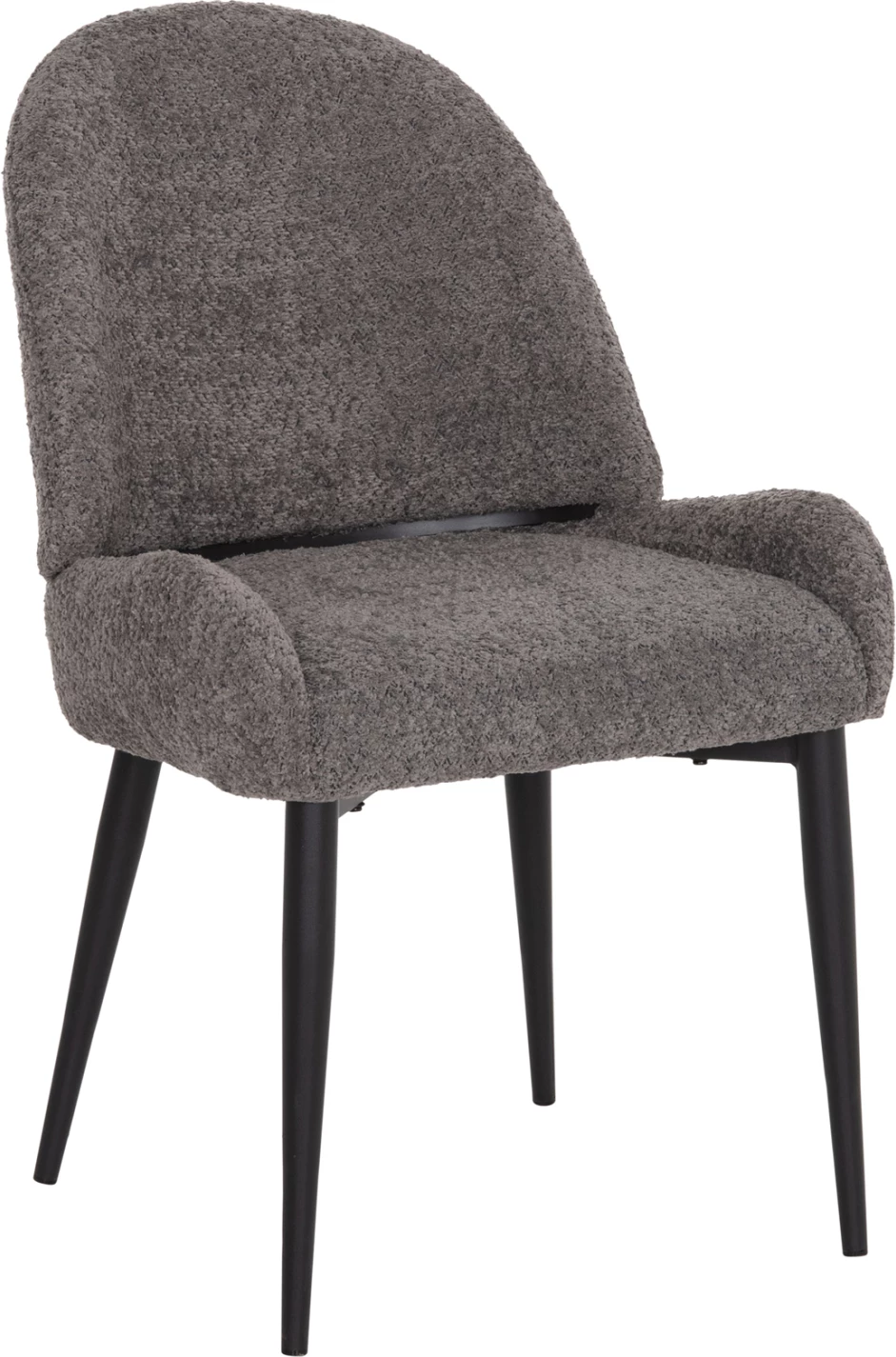 Karrige ngrënieje SARKY, stof boucle gri, këmbë metalike të zeza, FH8585.11, set prej 2 copash, 56x64x88cm