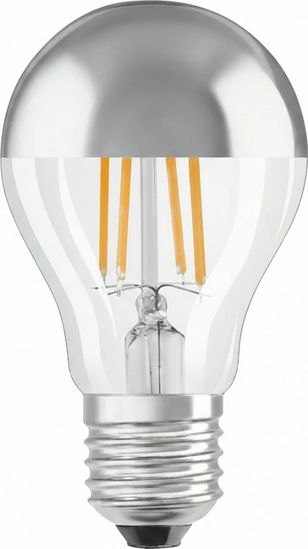 Llambë LED OSRAM CLA50MIR S 6.5W, E27, 650lm, 2700K, filament, silver