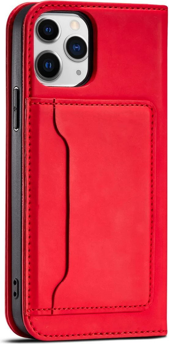 Mbështjellës Hurtel Magnet Card Case për iPhone 12 Pro, me portofol dhe qëndrim, Kuq