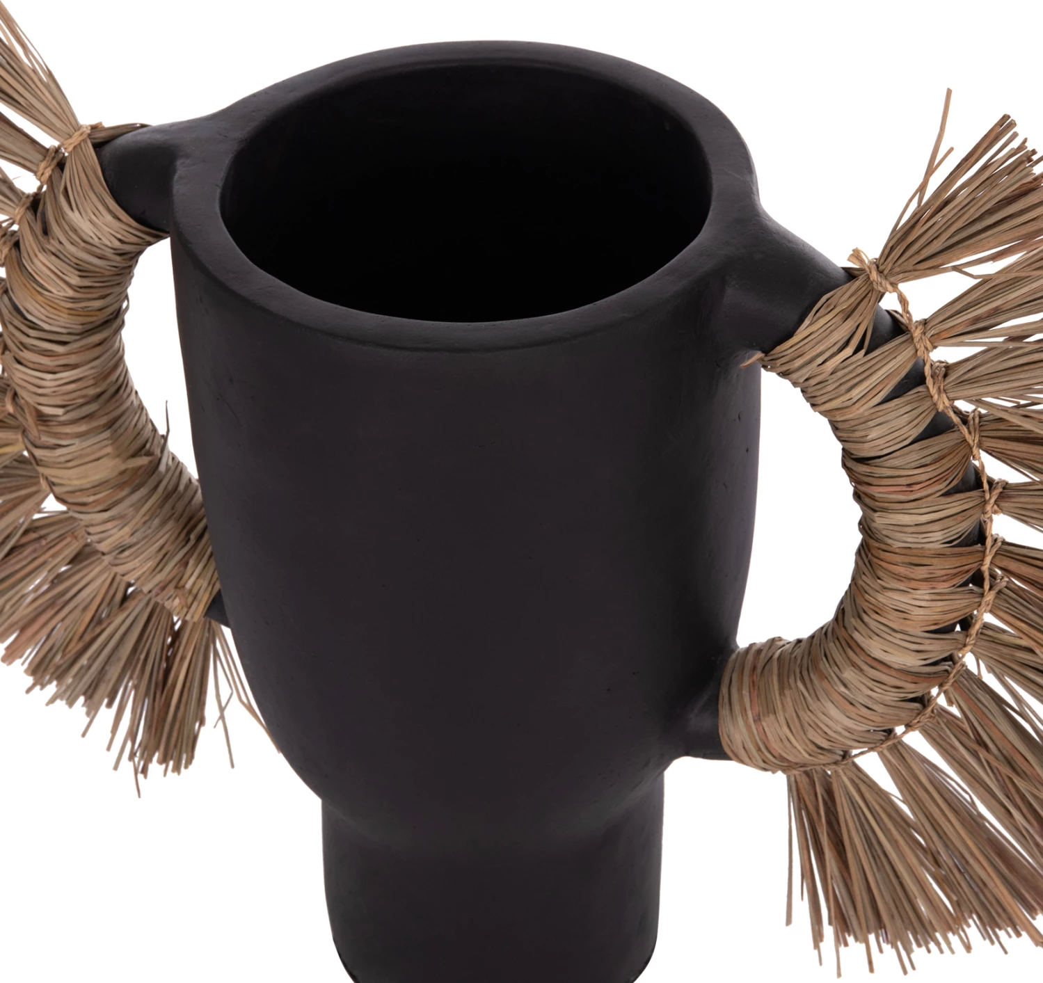 Vazo dekorative tavoline ALICA, terrakotë e zezë, me bar, FH4668.01L, 64x22x38cm