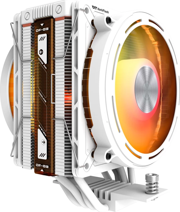 Ftohës procesori aktiv Darkflash E400 PLUS, dy ventilatorë 120 mm, ARGB, ekran temperature, TDP 235 W, i bardhë