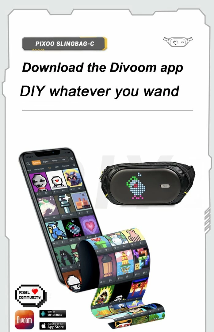Çantë Me Ekran Led DIVOOM Pixoo slingbag-C