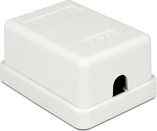 Kuti montimi sipërfaqësore DeLOCK 86248, prizë rrjeti RJ45 CAT6, 52 x 25.5 x 39 mm, e bardhë
