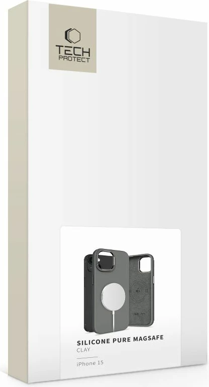 Mbështjellës Tech-Protect Silicone PUZ MagSafe për iPhone 15, Gri