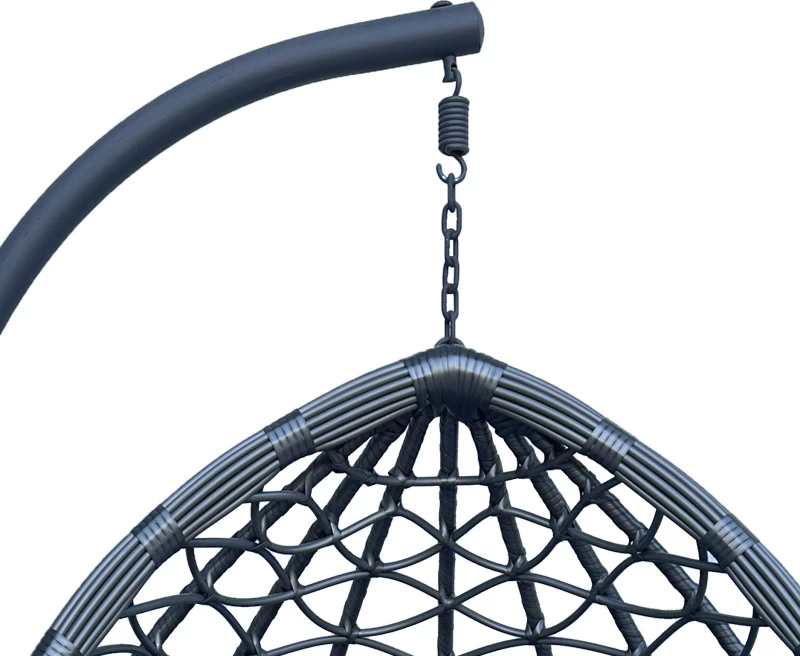 Karrige lëkundëse me bazë metalike gri dhe rattan PE gri 120x108x195cm