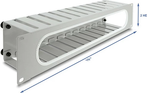 Panel menaxhimi kabllosh DeLOCK 67280, 19" 2U, çelik, gri