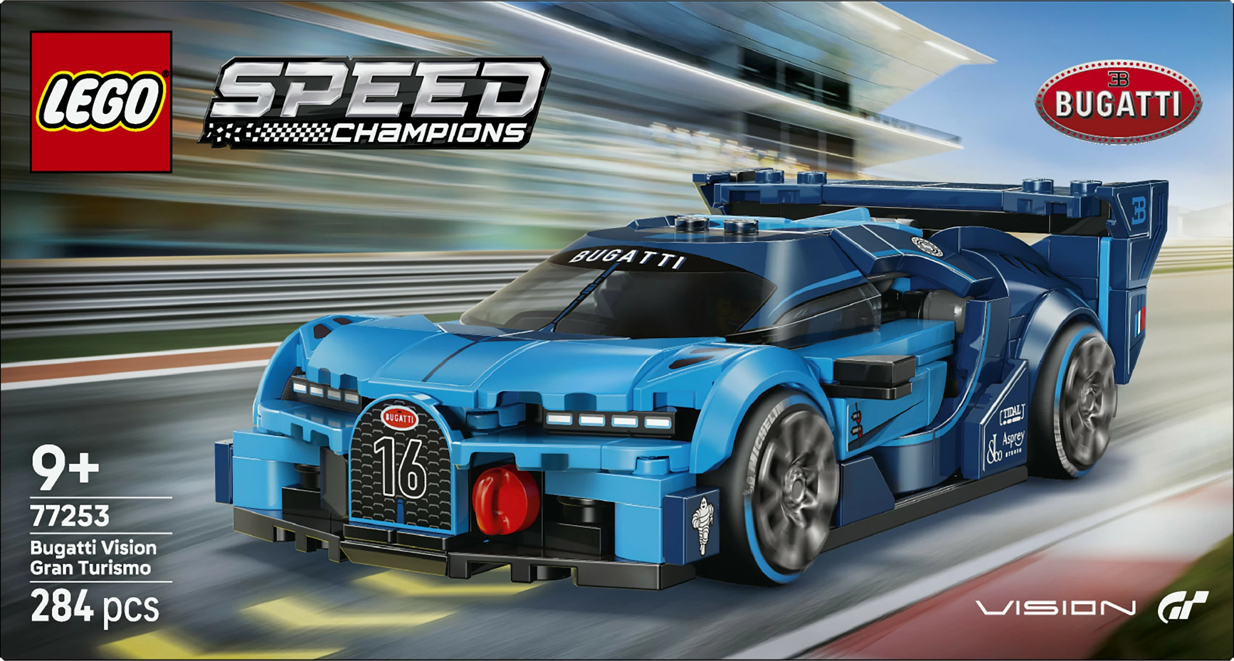 Set ndërtimi LEGO Speed Champions Bugatti Vision Gran Turismo 77253, 284 copë, 9+, kaltër