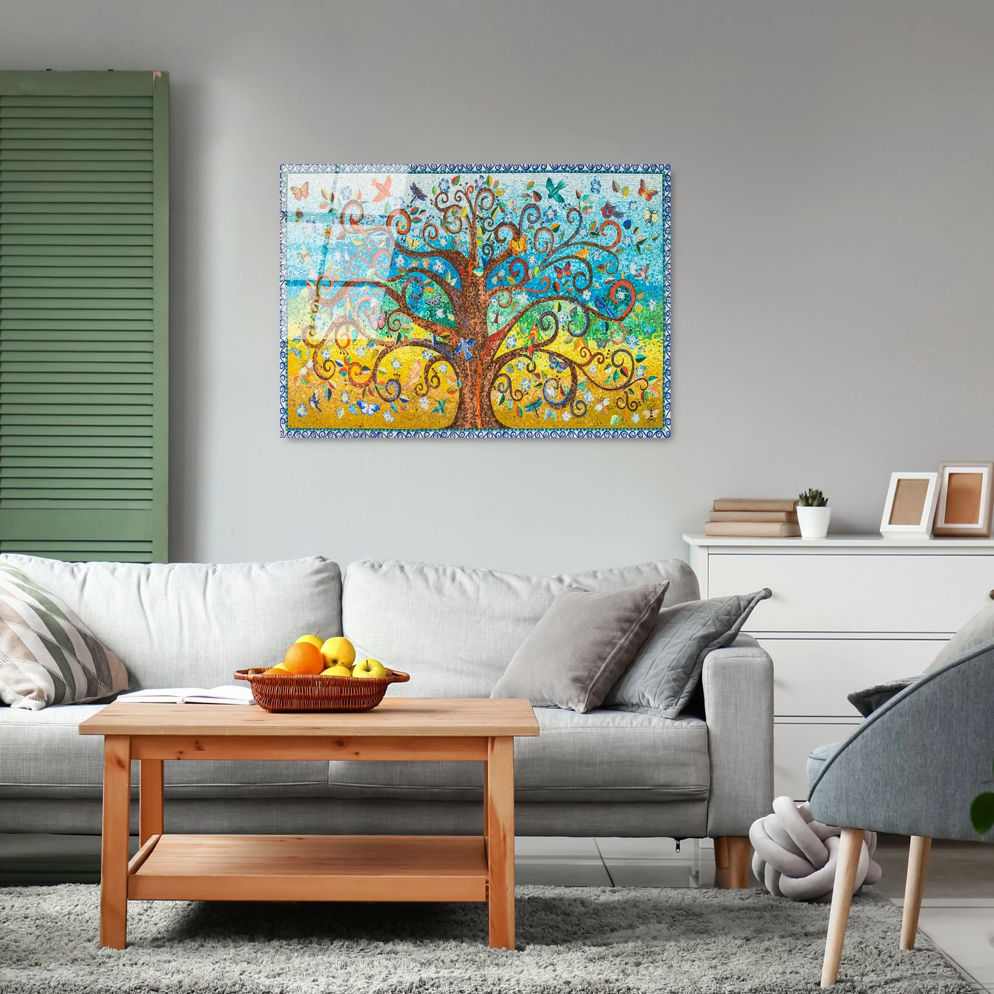 Pikturë dekorative prej xhami të temperuar, 'Pema e Jetës', shumëngjyrëshe, UV-211, 70x100cm