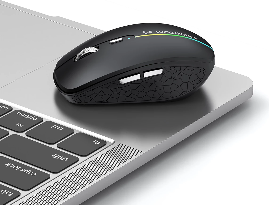 Maus wireless Wozinsky WMGK-1132, Bluetooth 5.1 + 2.4 GHz, RGB, DPI 800/1200/1600, bateri 500 mAh, i zi