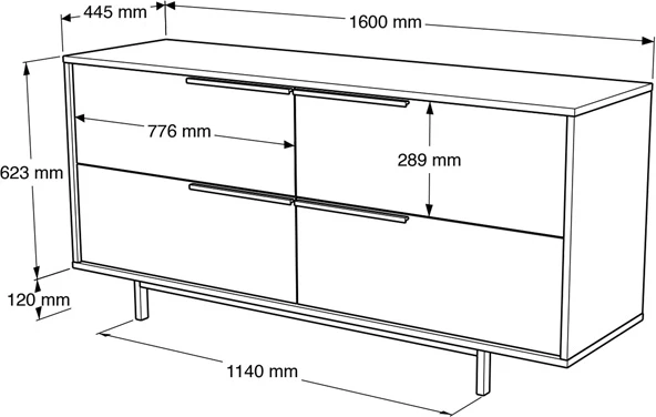 Konsolë Baron me hapësirë ruajtjeje, hije natyrale, 160x44.5x74.3cm