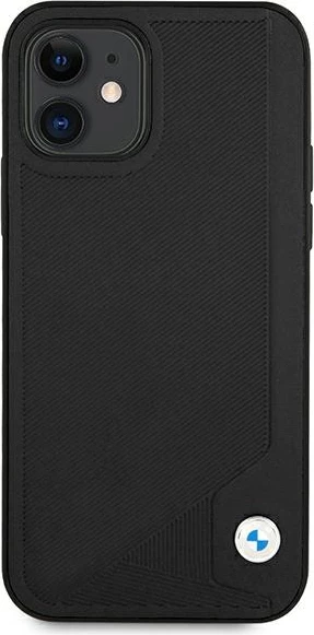 Mbështjellës BMW Deboss për iPhone 12 mini, lëkurë sintetike, i zi