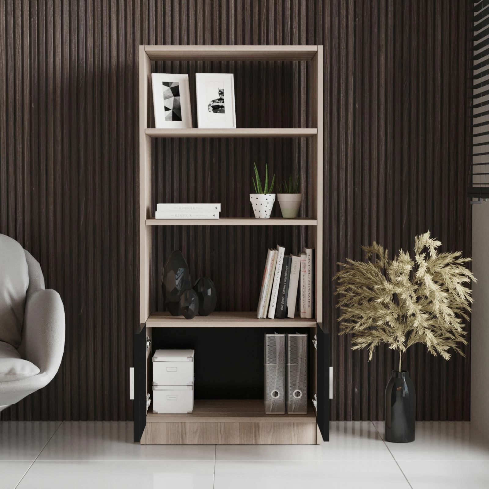 Raft librash Hanah Home, Vo4-Ob, ngjyrë lis dhe e zezë